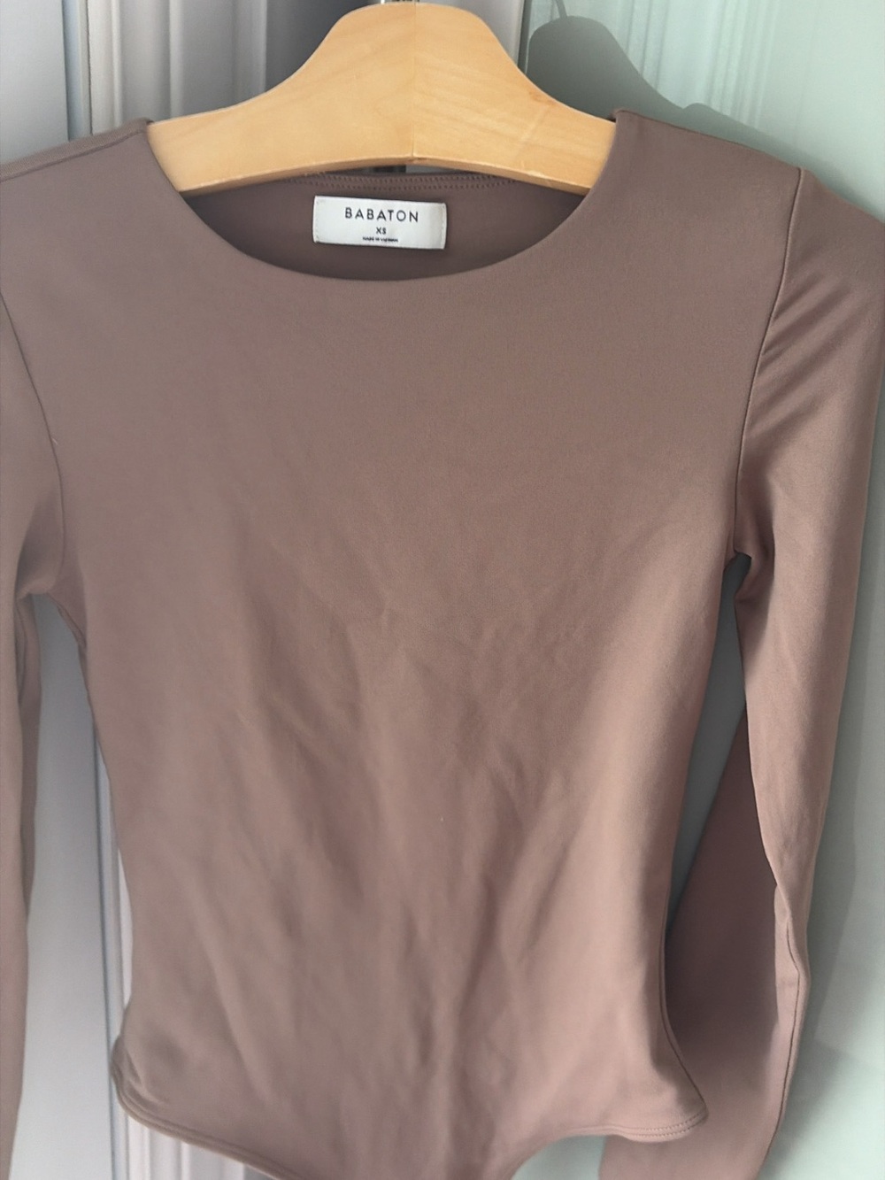 Babaton Scoop Neck Long Sleeve Bodysuit in Mauve Taupe